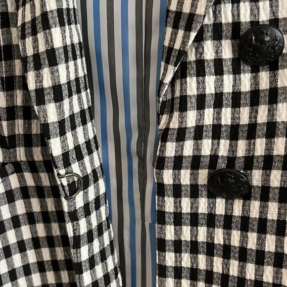Veronica Beard Caldwell Dickey Blazer Gingham Black White NWT